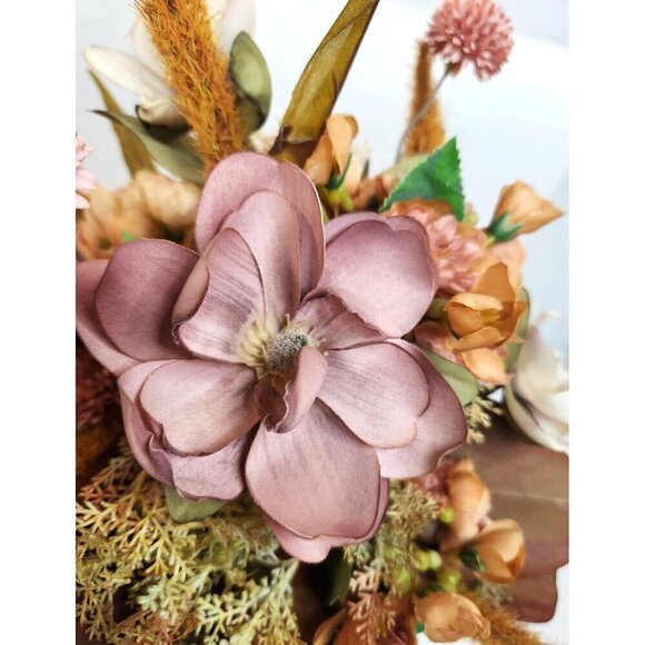 Magnolia Fall Floral Arrangement In Ornate Ceramic Vase Made by Flower Barn - Picture 9 of 12